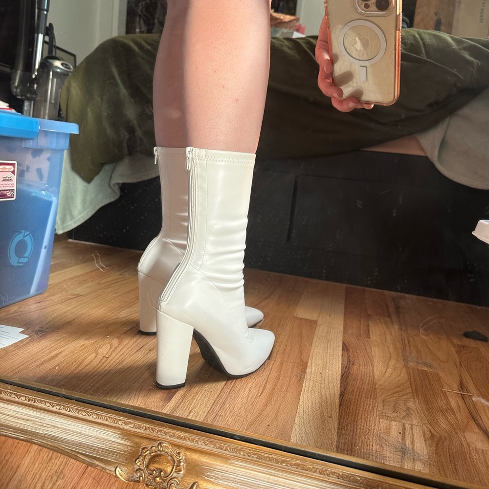 Nasty Gal white boots - size 9 worn once